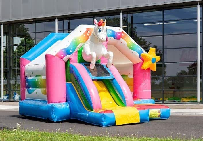 Unicorn Springkussen met glijbaan